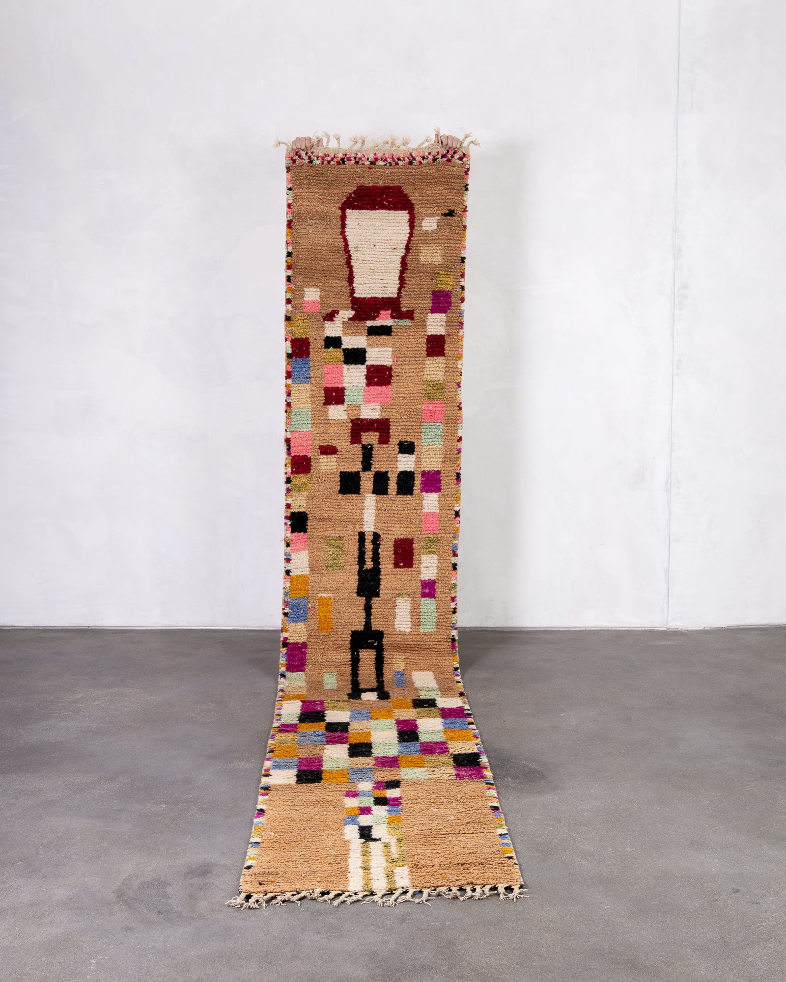 Modern designer handcrafted Berber rug from morocco Boujed with beautiful colors and patterns